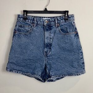 Zara Y2K acid wash Classic Blue Jean High waist Shorts women size 8